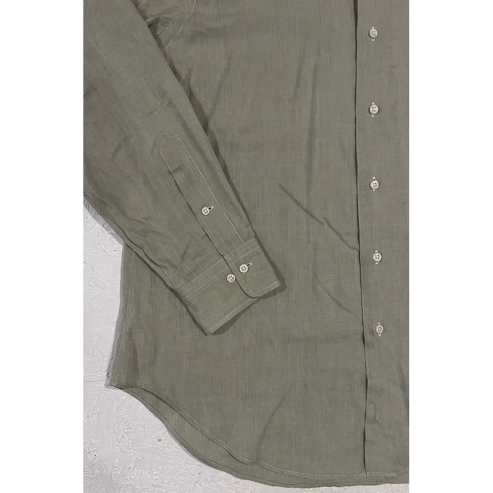 Polo Ralph Lauren Button Up‎ Warwick Shirt Mens 16 34/35 Green Striped Preppy